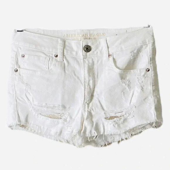 AMERICAN EAGLE 🦅 | Stretch High-Rise White Shortie Short Size 8 (NWOT) - Picture 4 of 9